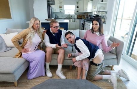 MILFs with big tits Katie Morgan & Shay Sight screw their nerdy stepsons